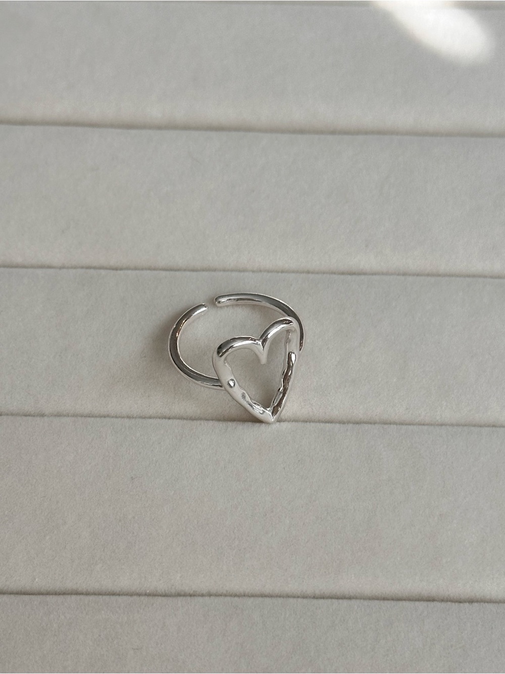 Sterling Silver Heart Adjustable Ring - Picture 3 of 4
